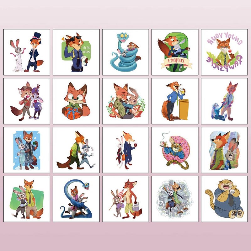 Zootopia Temporary Tattoo Stickers/Face Stickers - Cute Bunny, Fox, and Other Animal Stickers (20 sheets/set)